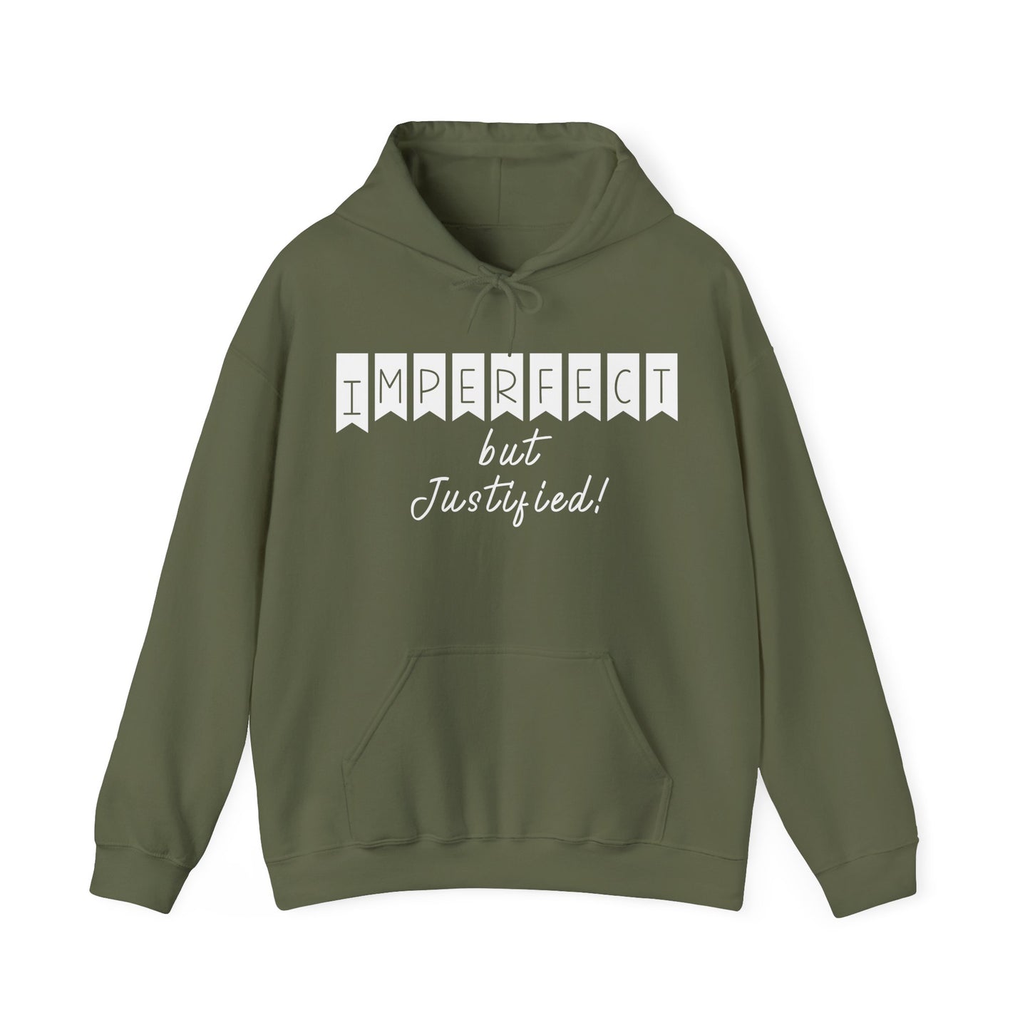 Imperfect But Justified ,Unisex Heavy Blend™ Hooded Sweatshirt